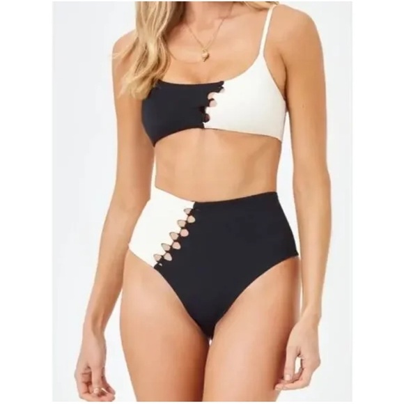 NWT L Space Black Cream Solstice Classic Bikini Bottom Sz XS - Picture 2 of 13